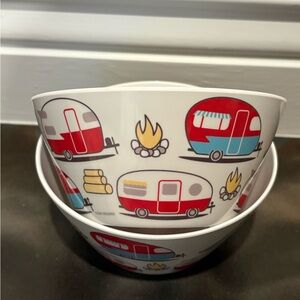 Zak! Design Melamine Camping Bowls Tent Bonfire Logs Airstream set of 2